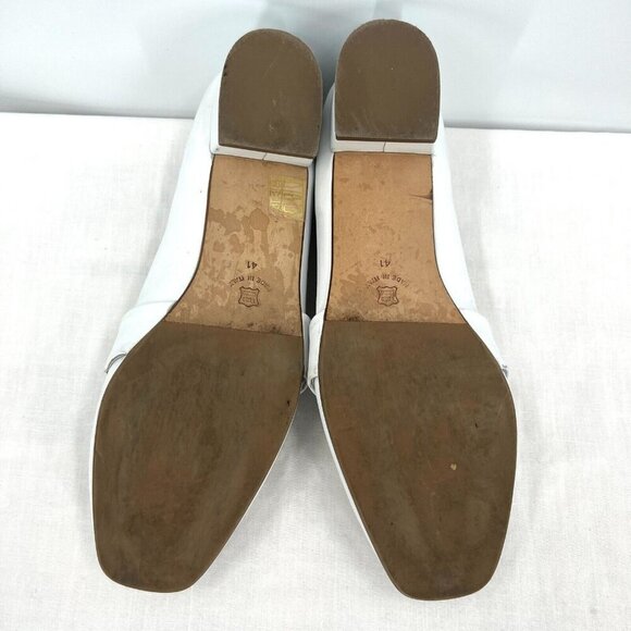 L'idea by Lori White Leather Heeled Loafers Women's Size 41 US 11 Horse Bit - Picture 9 of 10